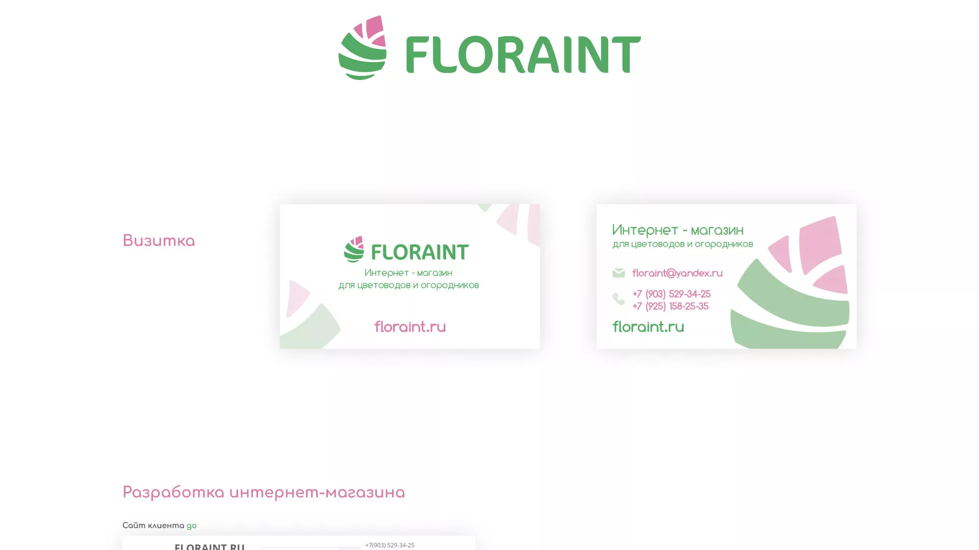 Создание логотипа и интернет-магазина «FLORAINT» в Медыни